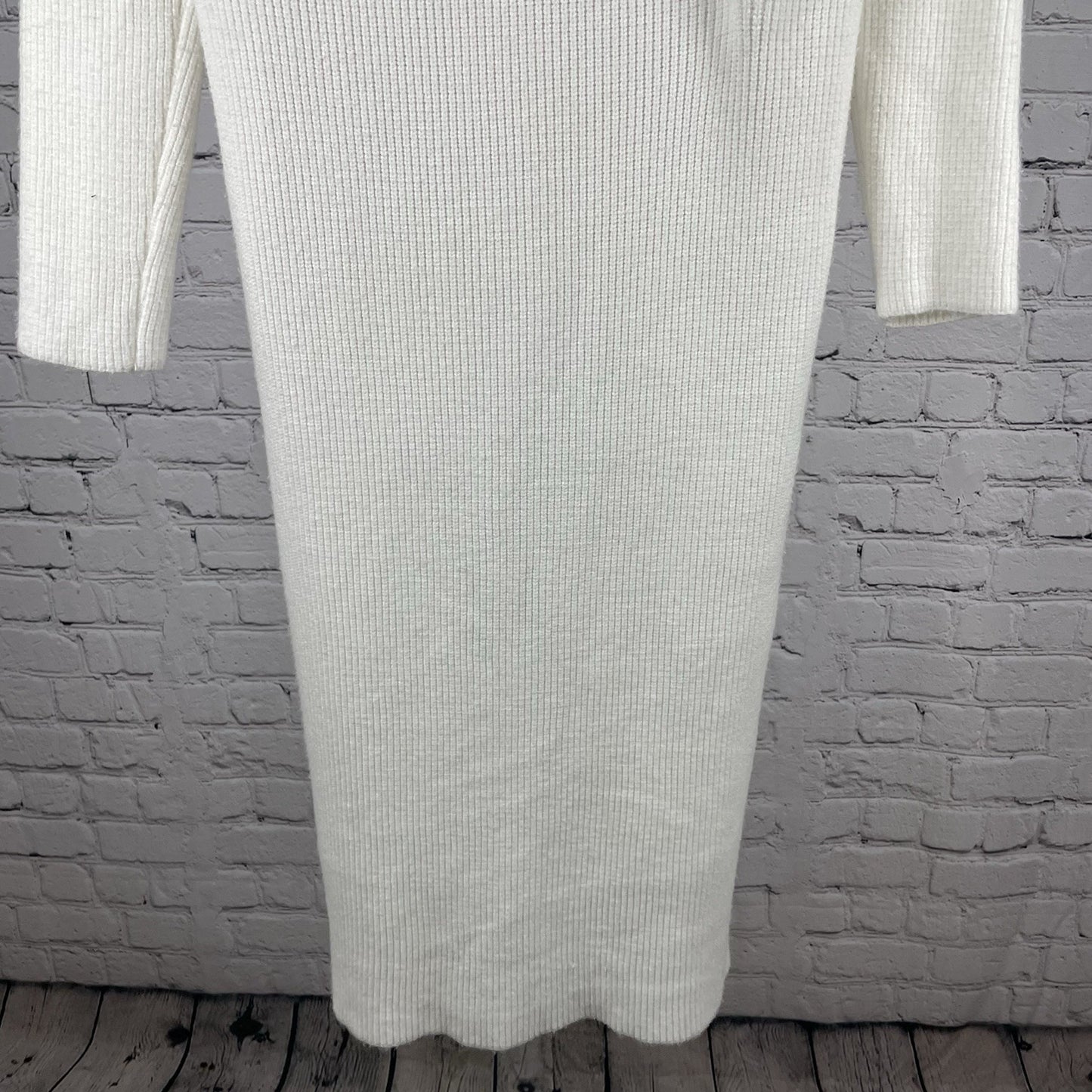 Zara Ivory White Heavy Knit High Neck Long Sleeve Sweater Dress Size Small S