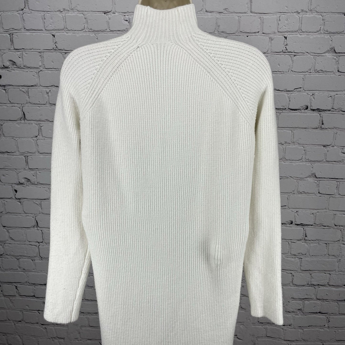 Zara Ivory White Heavy Knit High Neck Long Sleeve Sweater Dress Size Small S