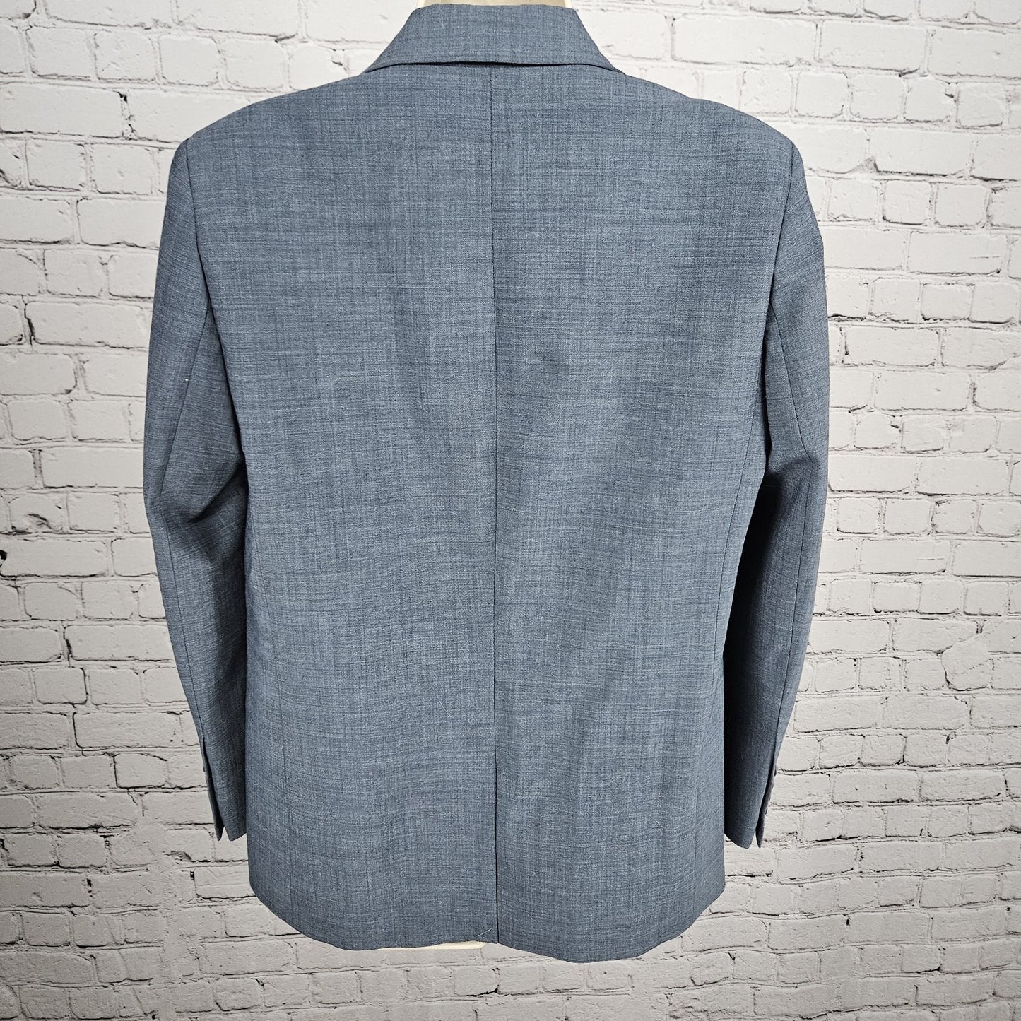 Maje Blue Wool Blend Stretch 1 Button Vented Notch Lined Blazer Suit Jacket 36