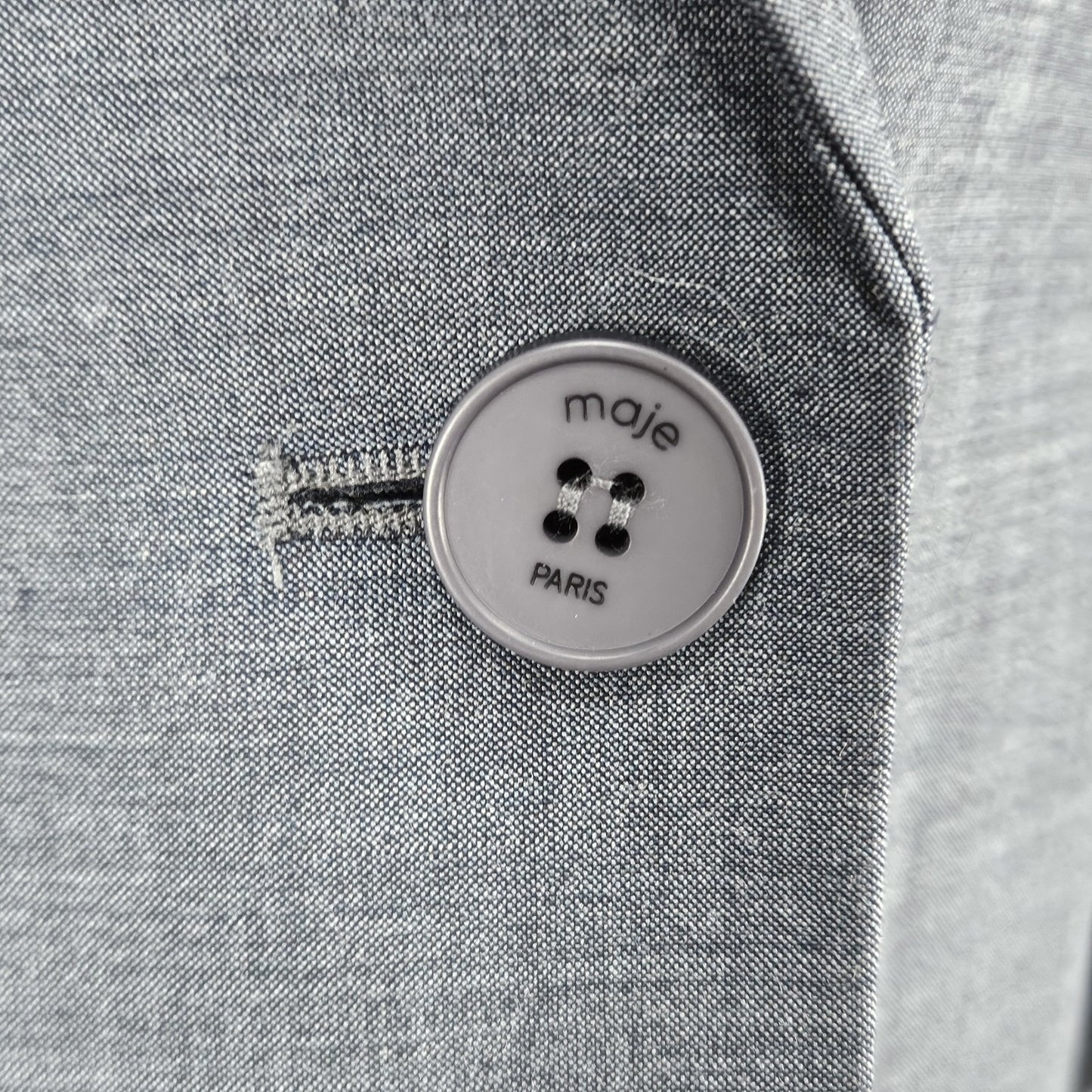 Maje Blue Wool Blend Stretch 1 Button Vented Notch Lined Blazer Suit Jacket 36