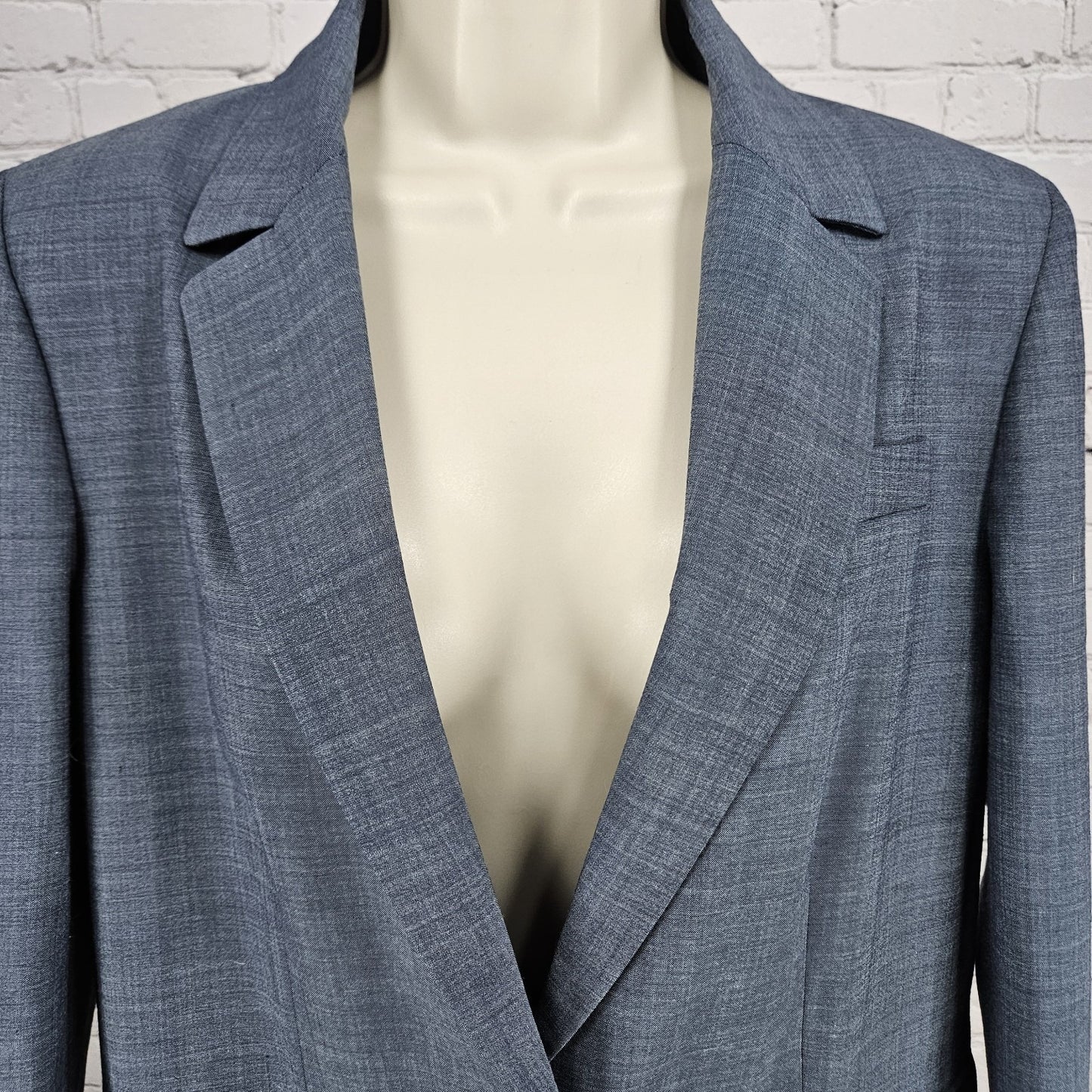 Maje Blue Wool Blend Stretch 1 Button Vented Notch Lined Blazer Suit Jacket 36