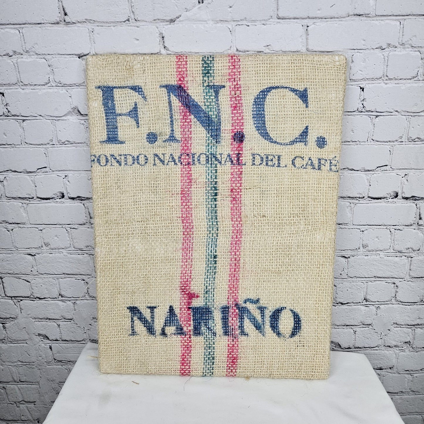 F.N.C. Coffee Authentic Burlap Sack Wrapped Canvas Wood Framed Art 24x18