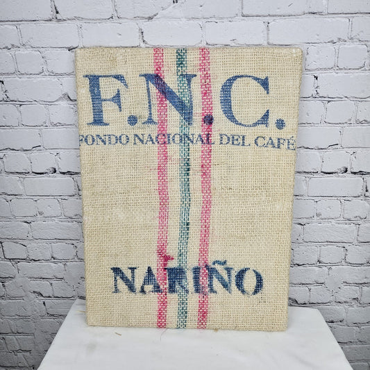 F.N.C. Coffee Authentic Burlap Sack Wrapped Canvas Wood Framed Art 24x18