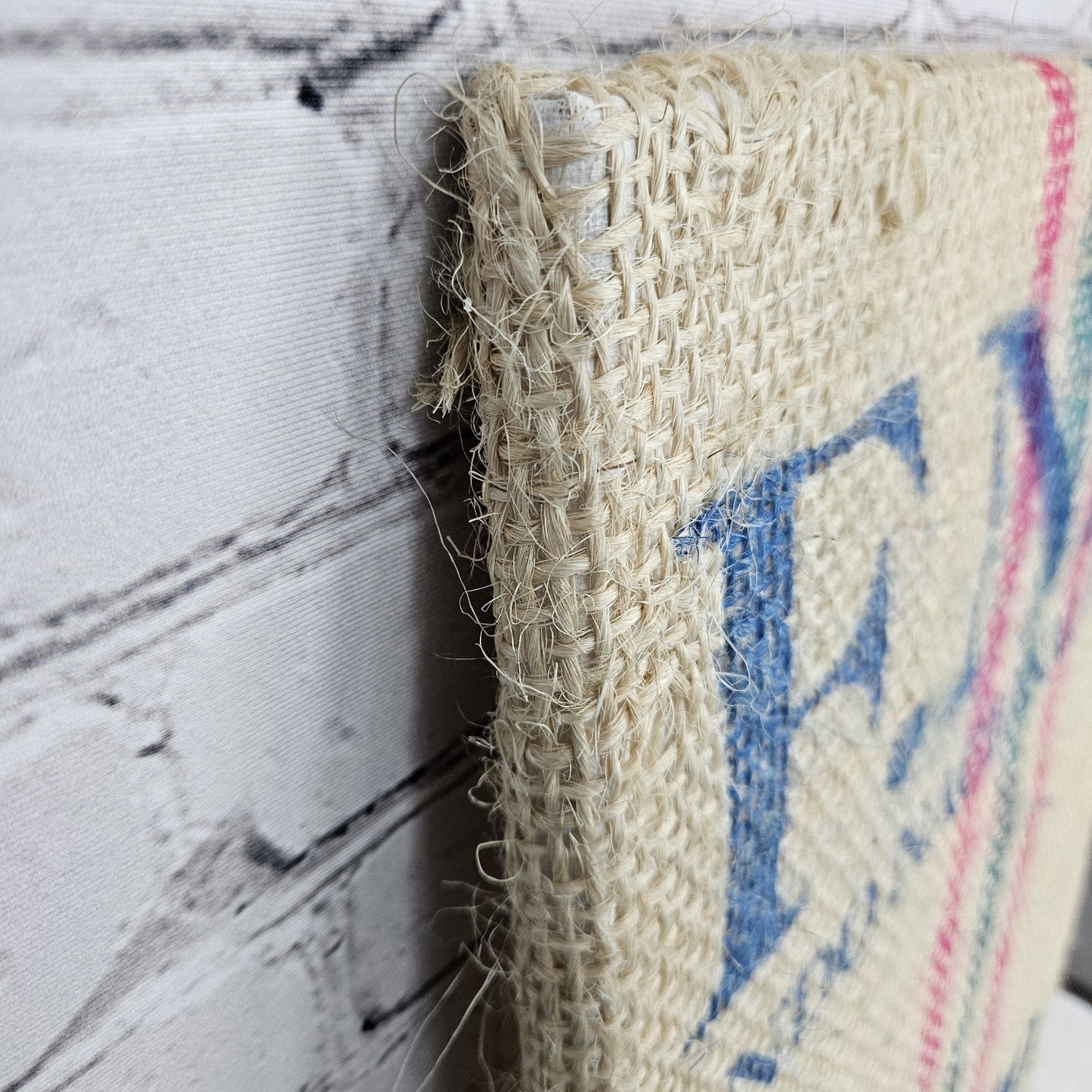 F.N.C. Coffee Authentic Burlap Sack Wrapped Canvas Wood Framed Art 24x18