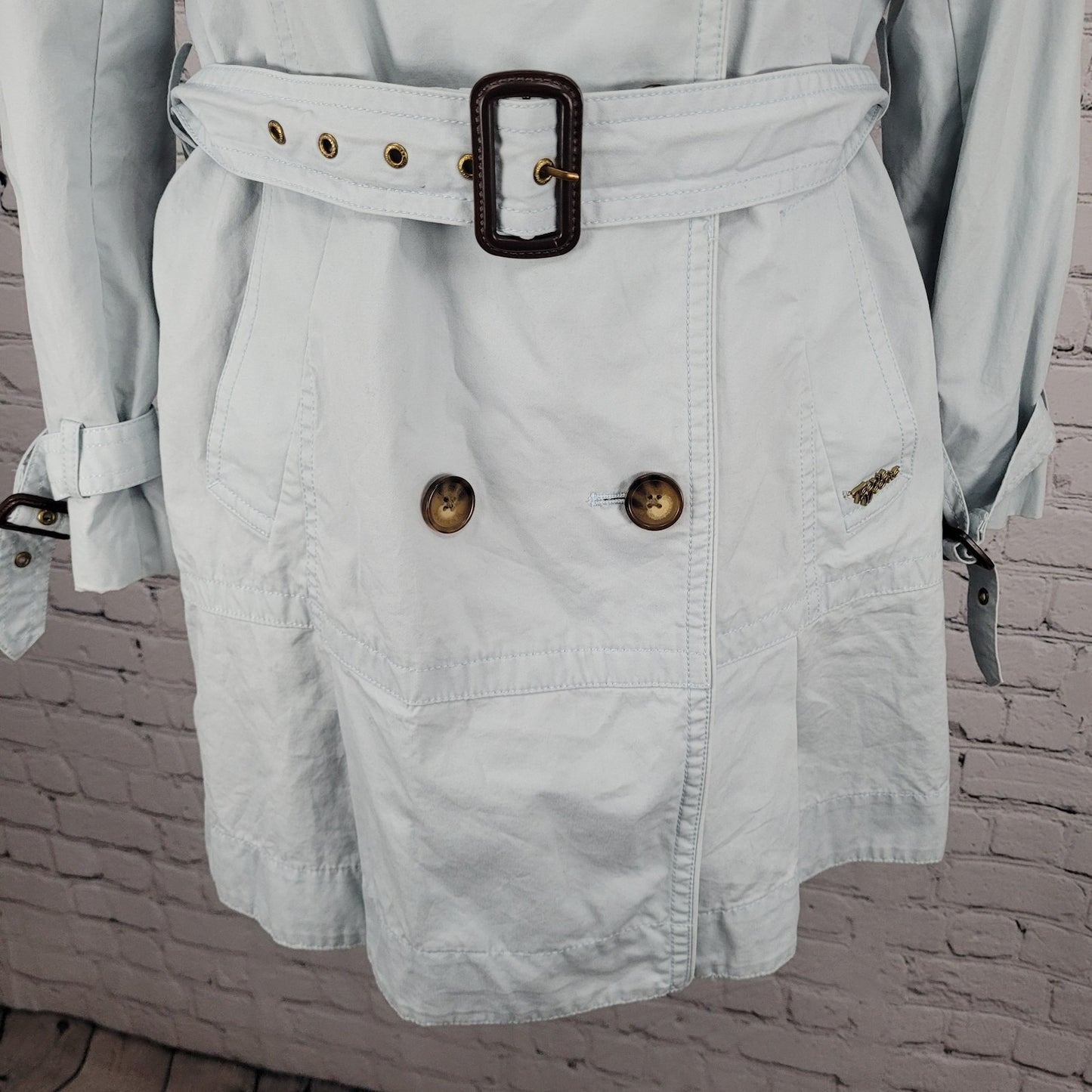 Teenie Weenie Blue Double Breasted Pearl Buttons Belted Pea Coat 165/88A US M