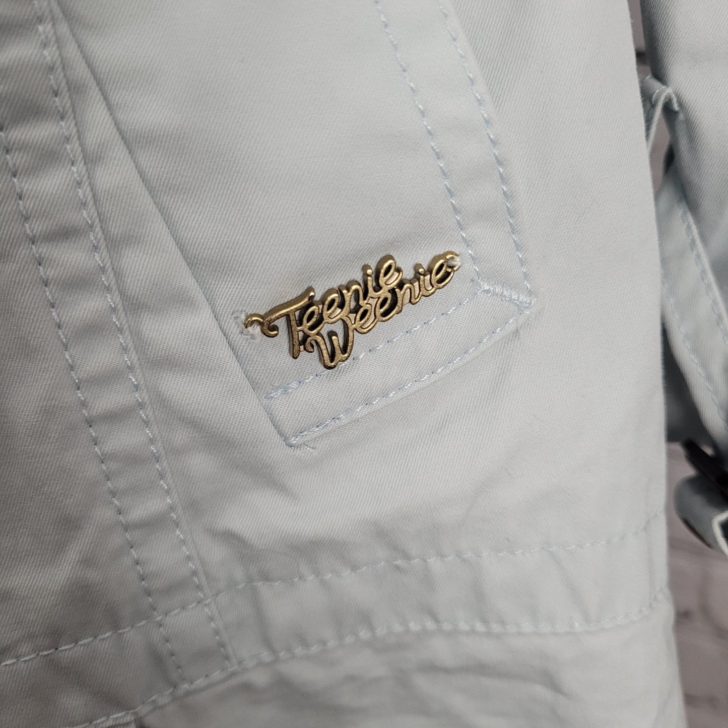 Teenie Weenie Blue Double Breasted Pearl Buttons Belted Pea Coat 165/88A US M