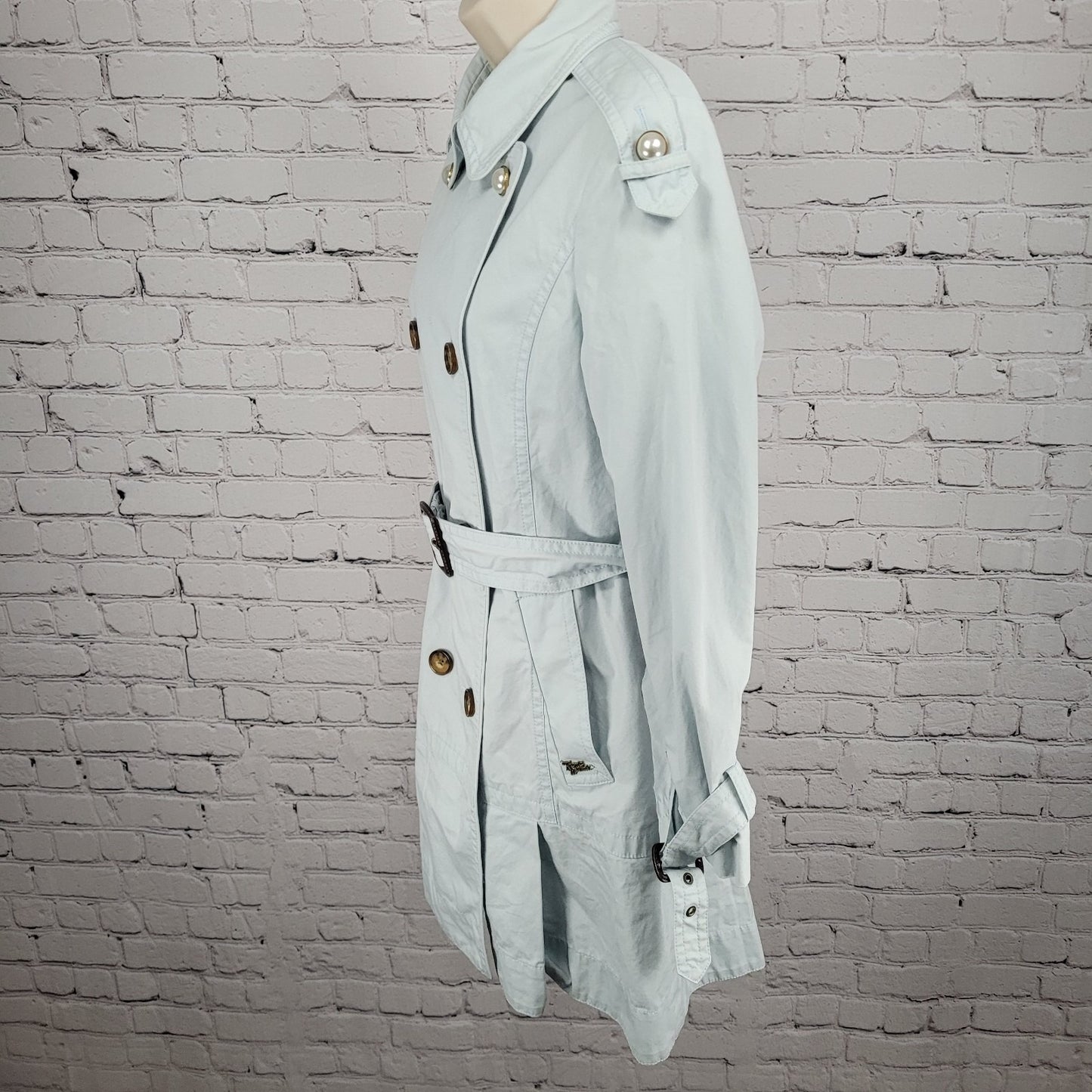 Teenie Weenie Blue Double Breasted Pearl Buttons Belted Pea Coat 165/88A US M