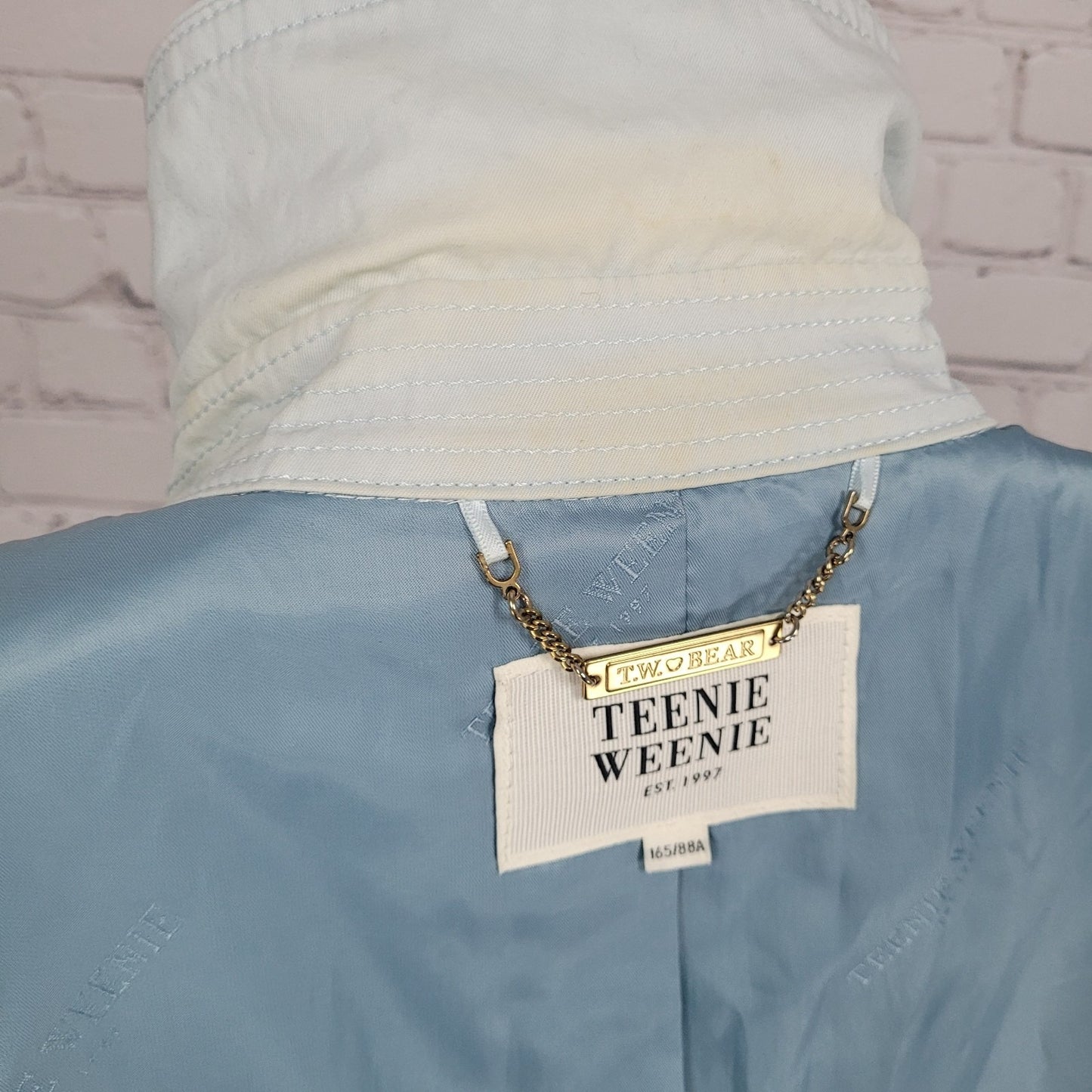 Teenie Weenie Blue Double Breasted Pearl Buttons Belted Pea Coat 165/88A US M