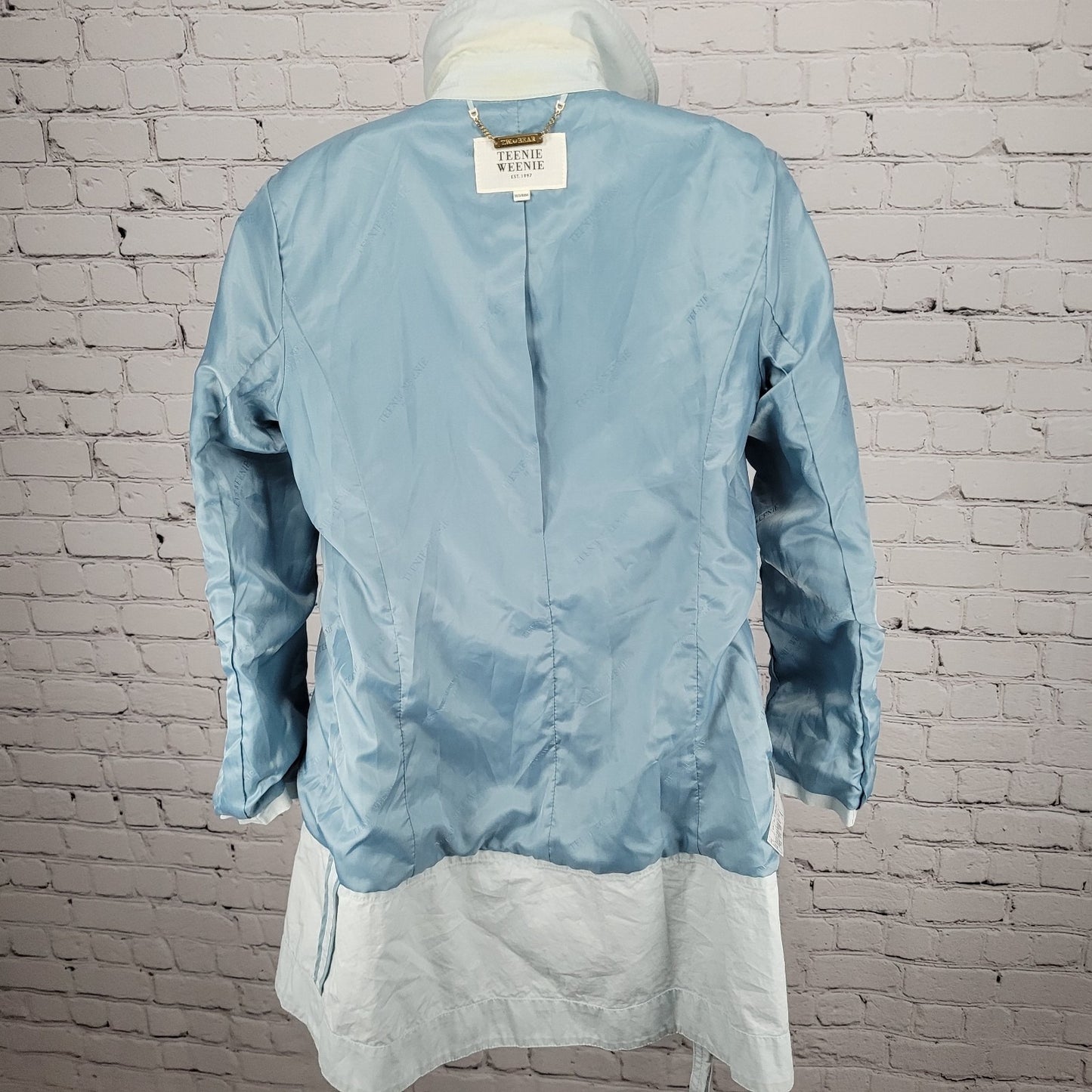 Teenie Weenie Blue Double Breasted Pearl Buttons Belted Pea Coat 165/88A US M