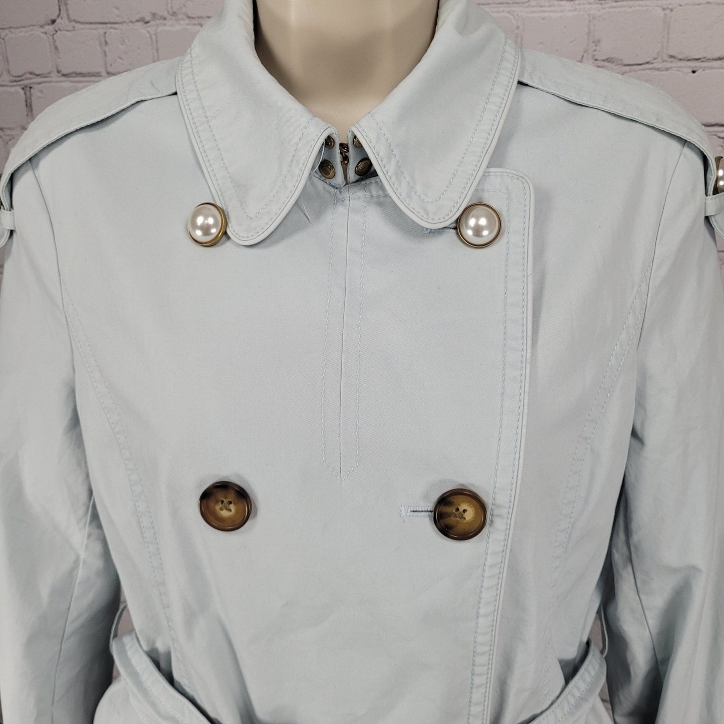 Teenie Weenie Blue Double Breasted Pearl Buttons Belted Pea Coat 165/88A US M