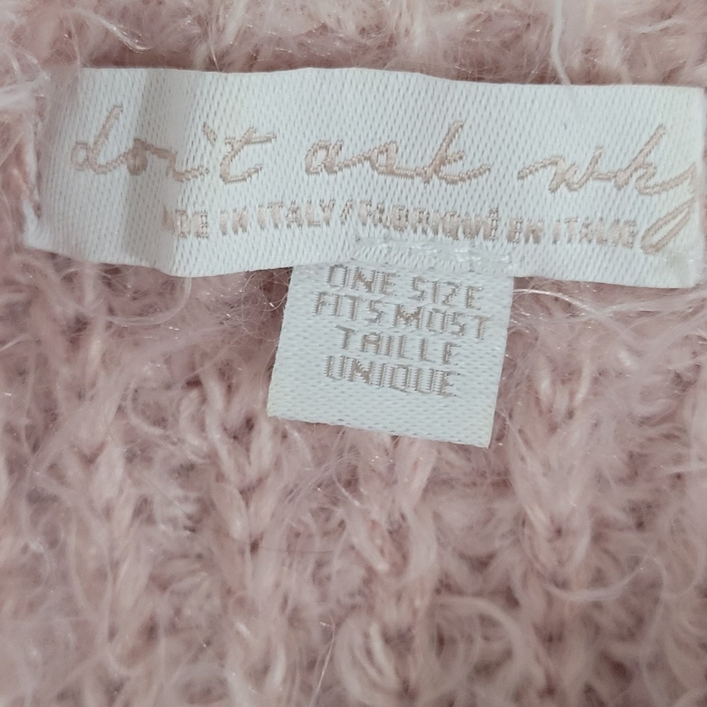 Don't Ask Why Pink Fuzzy Knit Faux Fur Long Sleeve Pullover Sweater Italy O/S