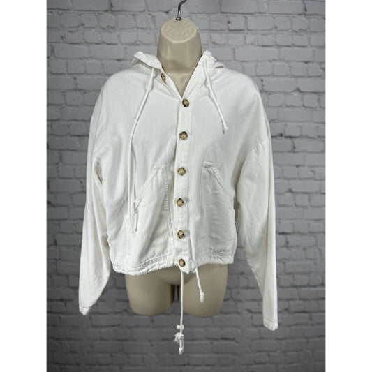 Sea Breeze Of California Off White Cotton USA Made Button Up Jacket Size Small S