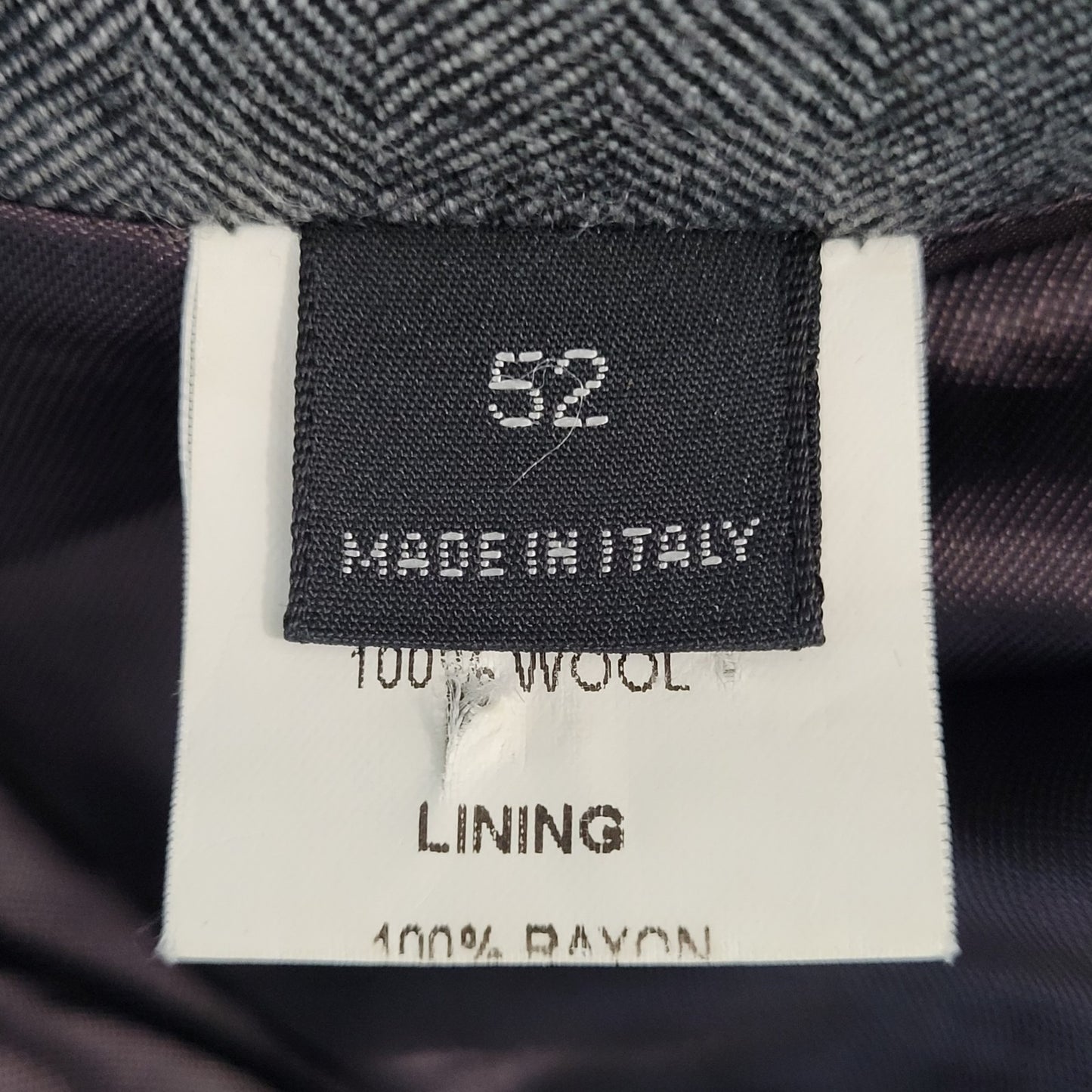 Barneys New York Grey 100% Wool Herringbone Blazer Italy Made Size 52 US 42