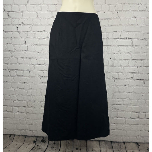 Morton Bernard Black 100% Wool A Line Midi Skirt Lined Pockets Petite Size 12P