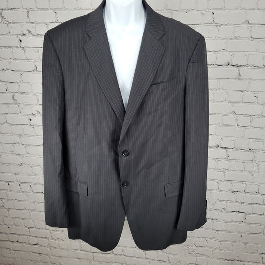 Armani Collezioni Black 100% Wool Executive Pinstripe Blazer Italy Made Size 44L