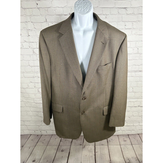 Jos A Bank Brown Houndstooth Two Button Blazer Jacket 100% Wool Men’s 46R *hole