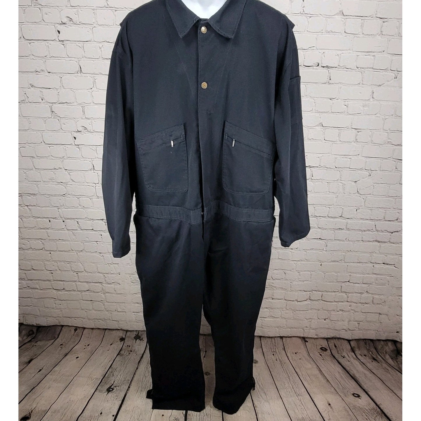 Key Dark Navy Cotton Blend Workwear Uniform Long Sleeve Coveralls Size 2XLR