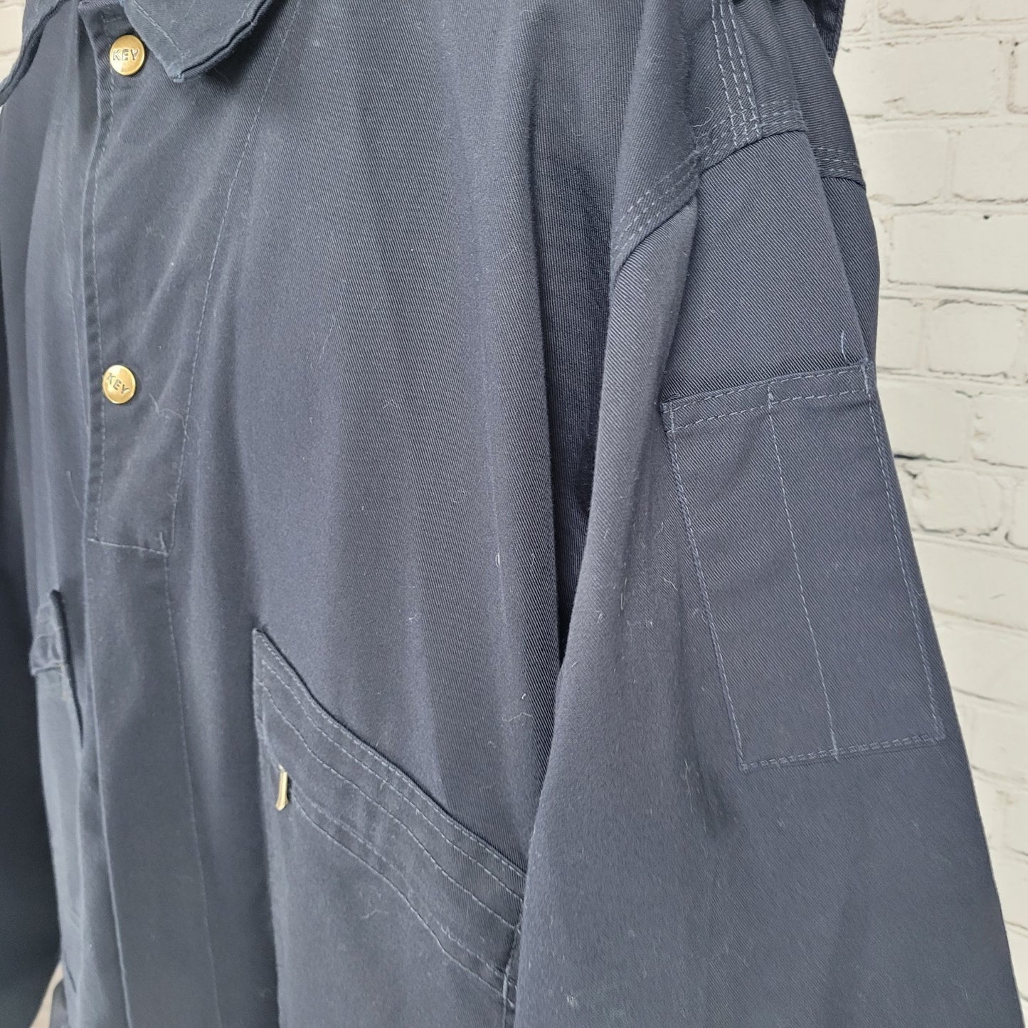 Key Dark Navy Cotton Blend Workwear Uniform Long Sleeve Coveralls Size 2XLR