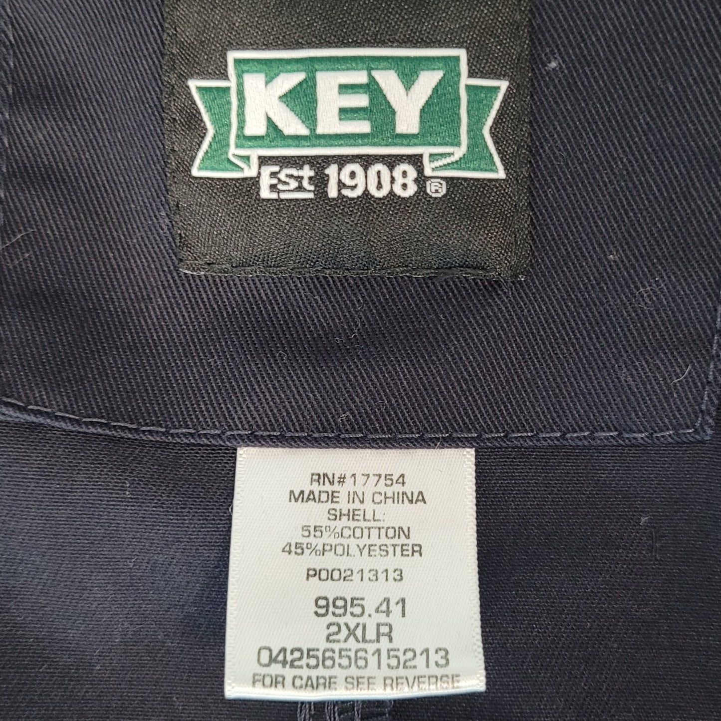 Key Dark Navy Cotton Blend Workwear Uniform Long Sleeve Coveralls Size 2XLR