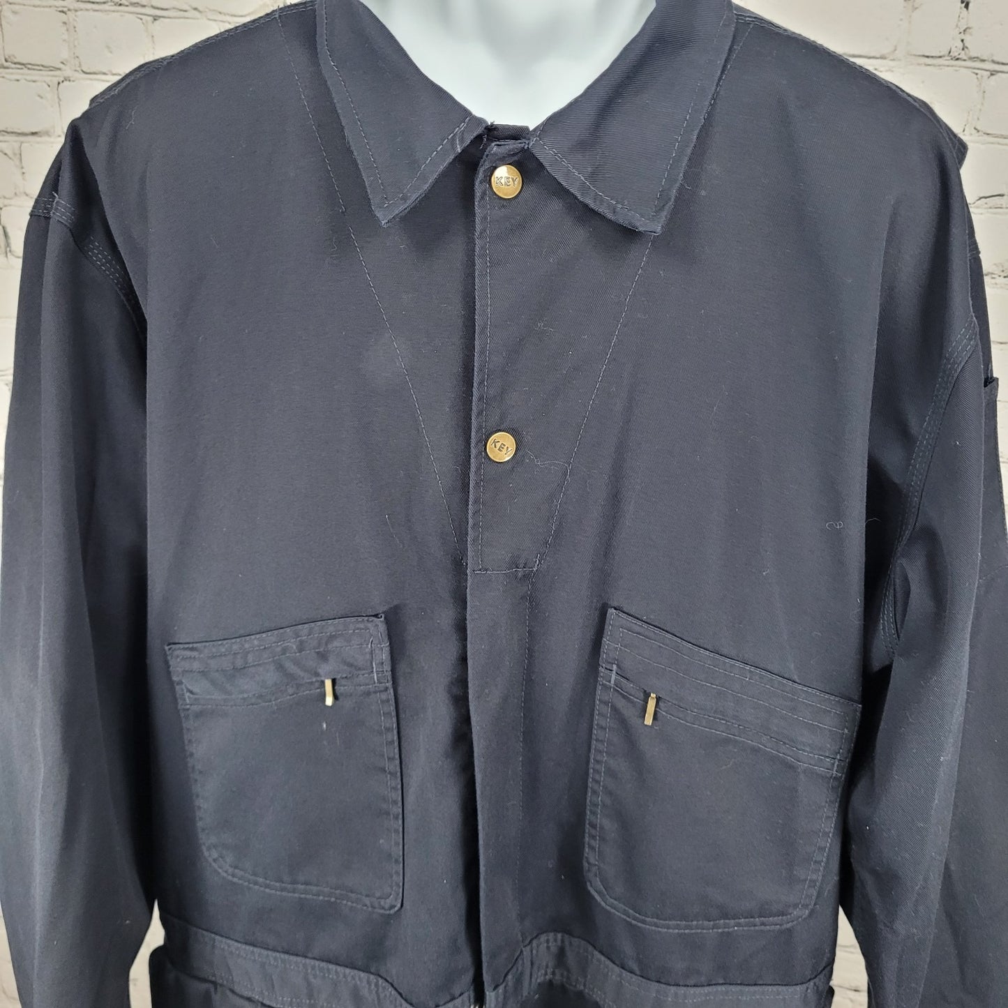 Key Dark Navy Cotton Blend Workwear Uniform Long Sleeve Coveralls Size 2XLR