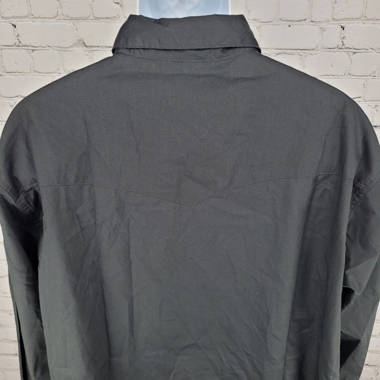 VTG Wrangler Black Western Pearl Snap Lightweight Long Sleeve Shirt Size XXL