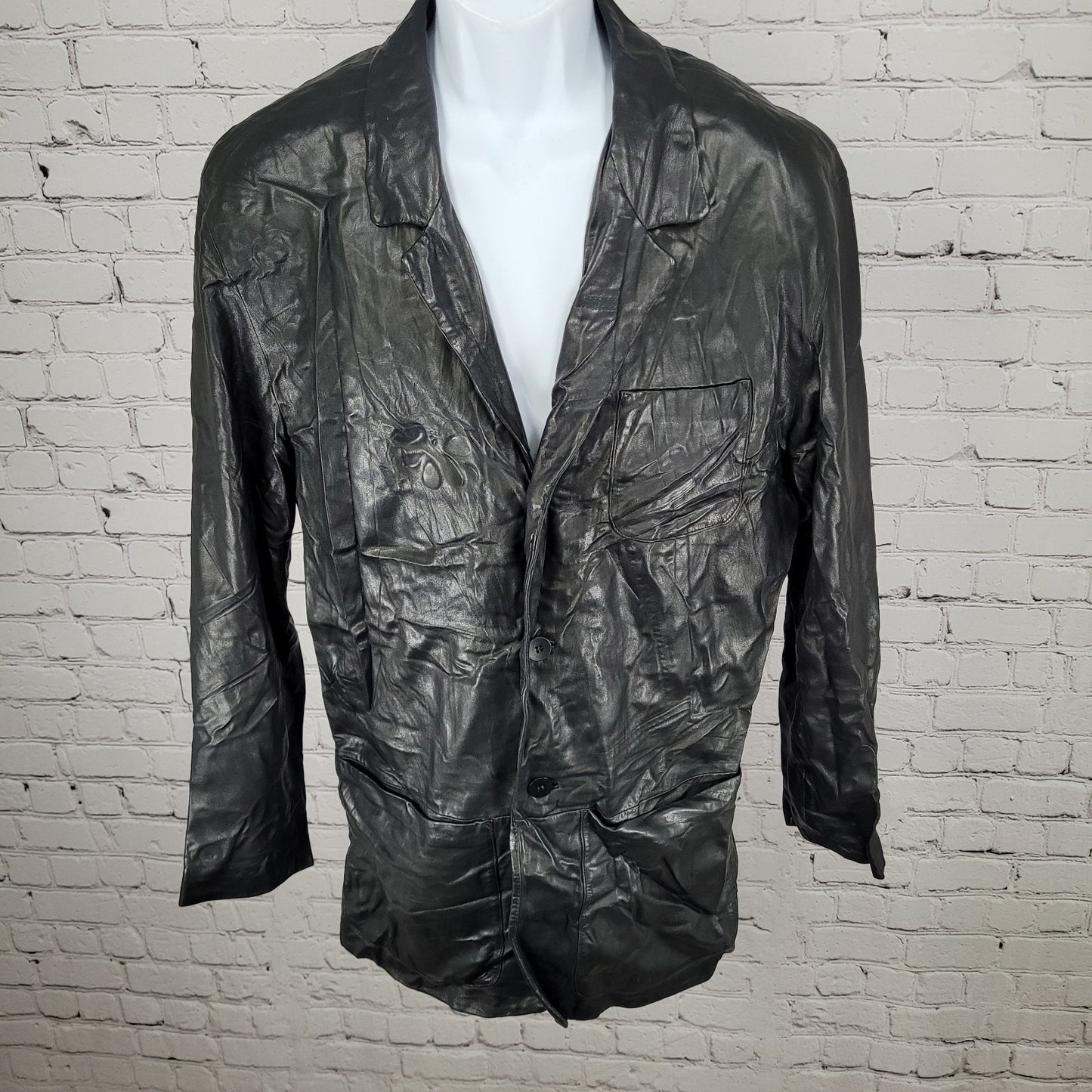 Robert Comstock Endurance Black Genuine Leather Lightweight Jacket Size 38