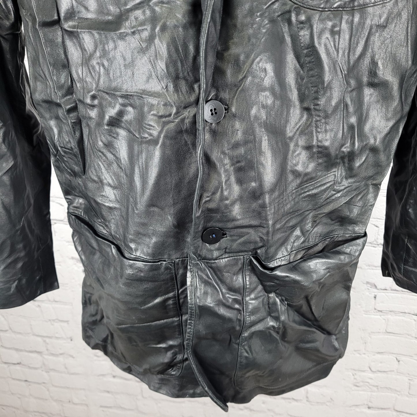 Robert Comstock Endurance Black Genuine Leather Lightweight Jacket Size 38