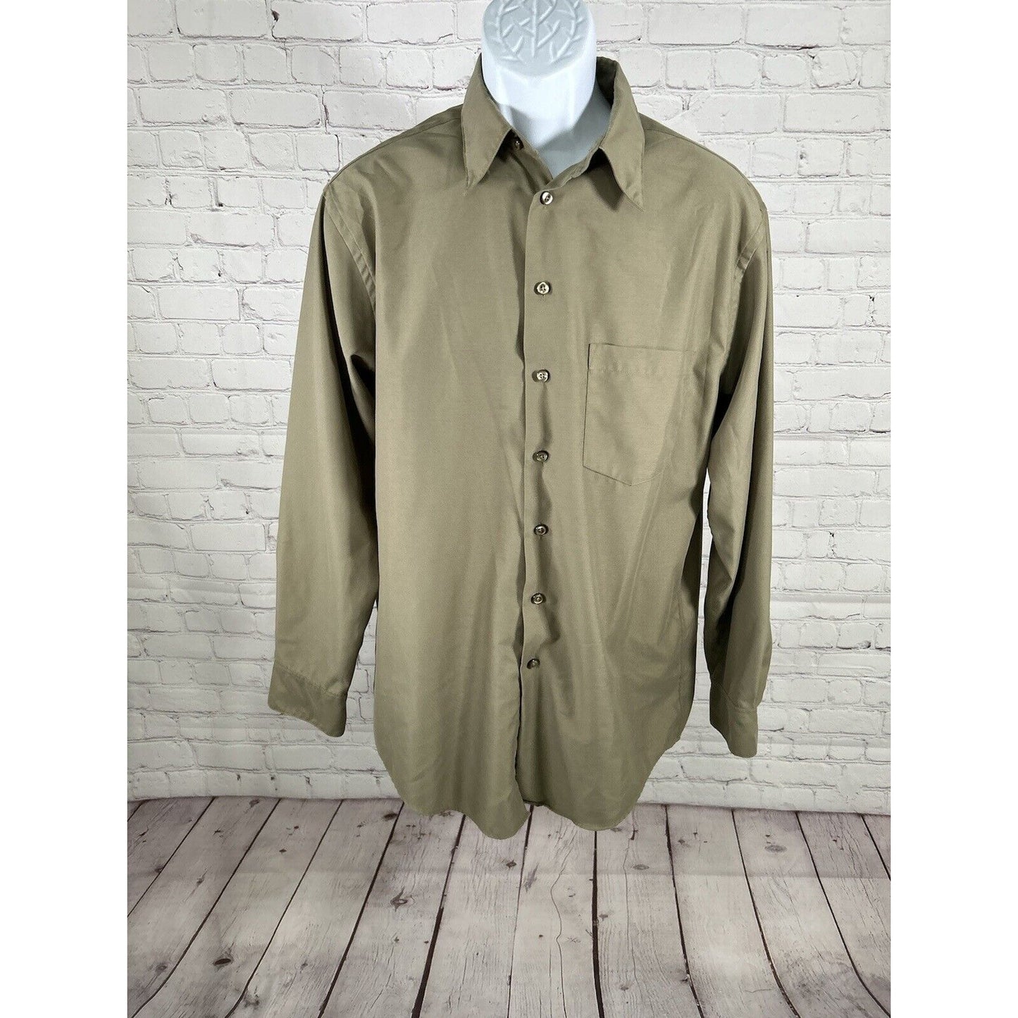 Murano Sueded Green Long Sleeve Collared Button Up Dress Shirt Men’s M