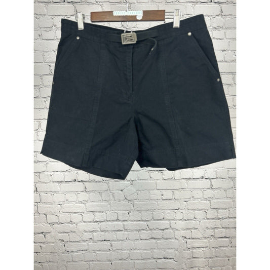 Lauren Ralph Lauren Black Buckled 100% Cotton High Rise Shorts Hong Kong (36X6)