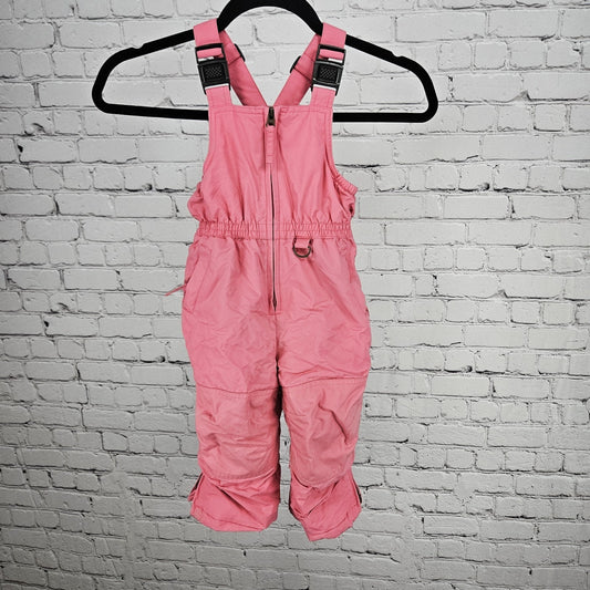 Lands’ End Pink Grow-A-Longs Insulated Front Zip Winter Snow Bibs Pants Kids 2T