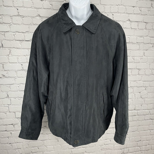 Rainforest Black Soft Suede Like Wool Body Warmer Zipped Jacket Leather Trim L