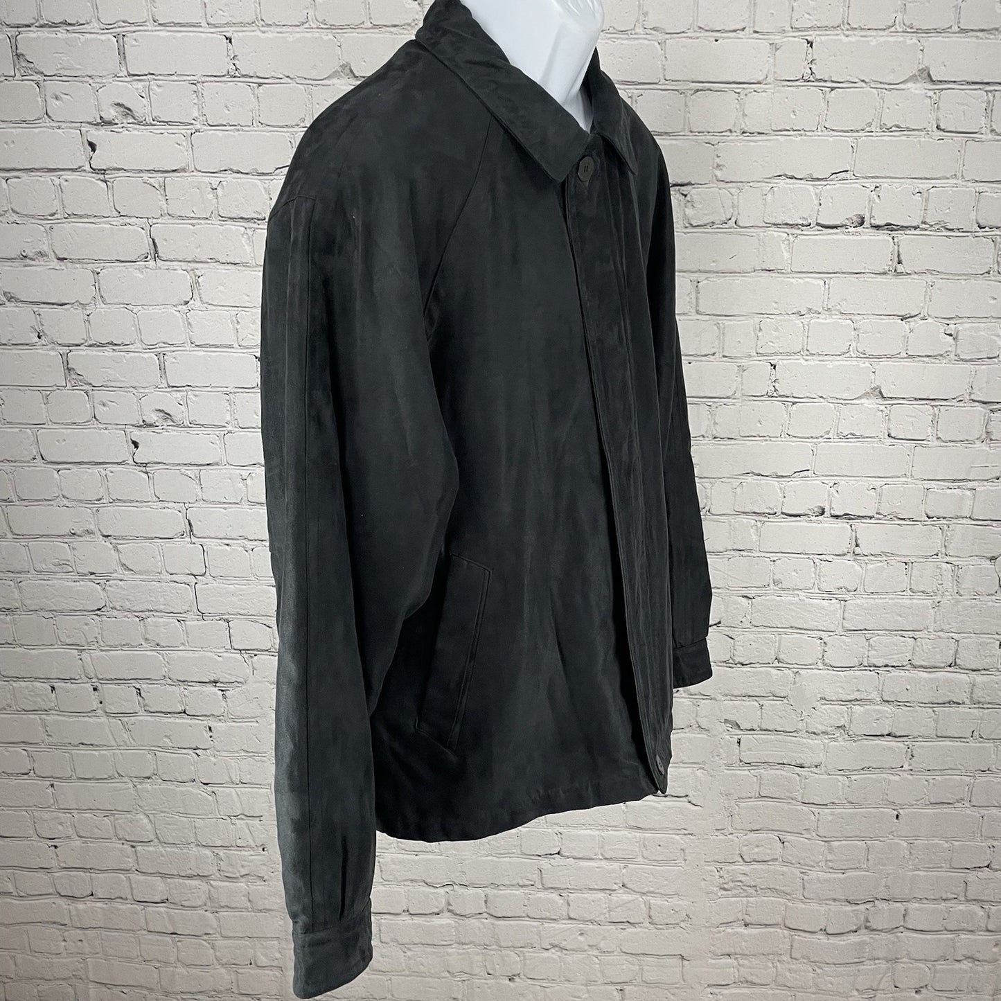 Rainforest Black Soft Suede Like Wool Body Warmer Zipped Jacket Leather Trim L