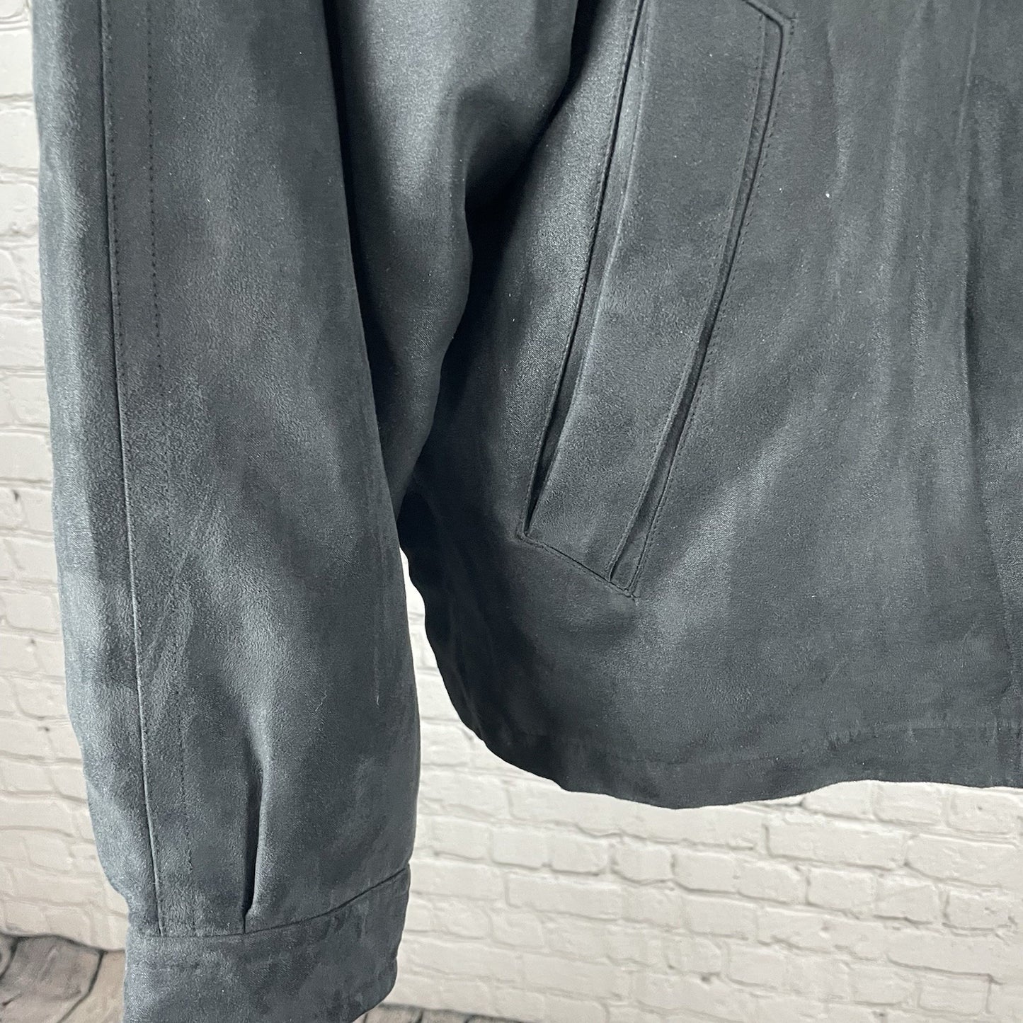 Rainforest Black Soft Suede Like Wool Body Warmer Zipped Jacket Leather Trim L