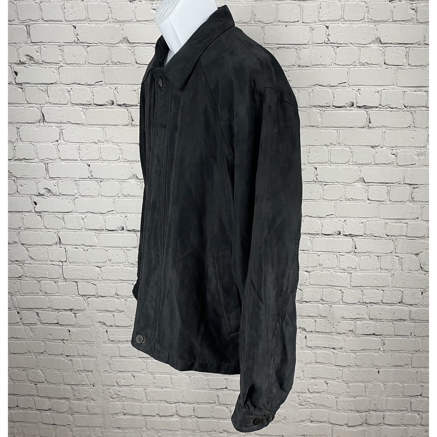 Rainforest Black Soft Suede Like Wool Body Warmer Zipped Jacket Leather Trim L