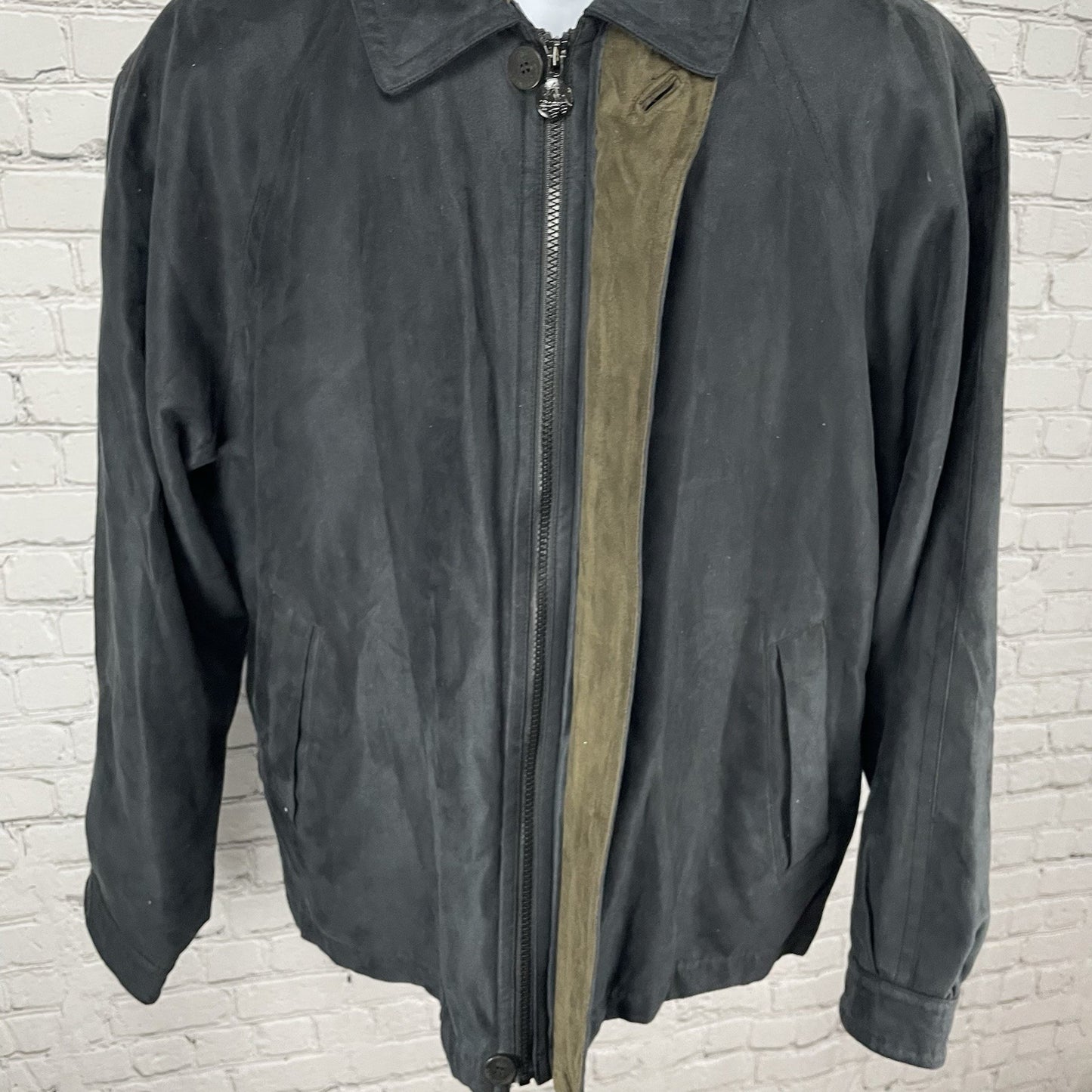 Rainforest Black Soft Suede Like Wool Body Warmer Zipped Jacket Leather Trim L
