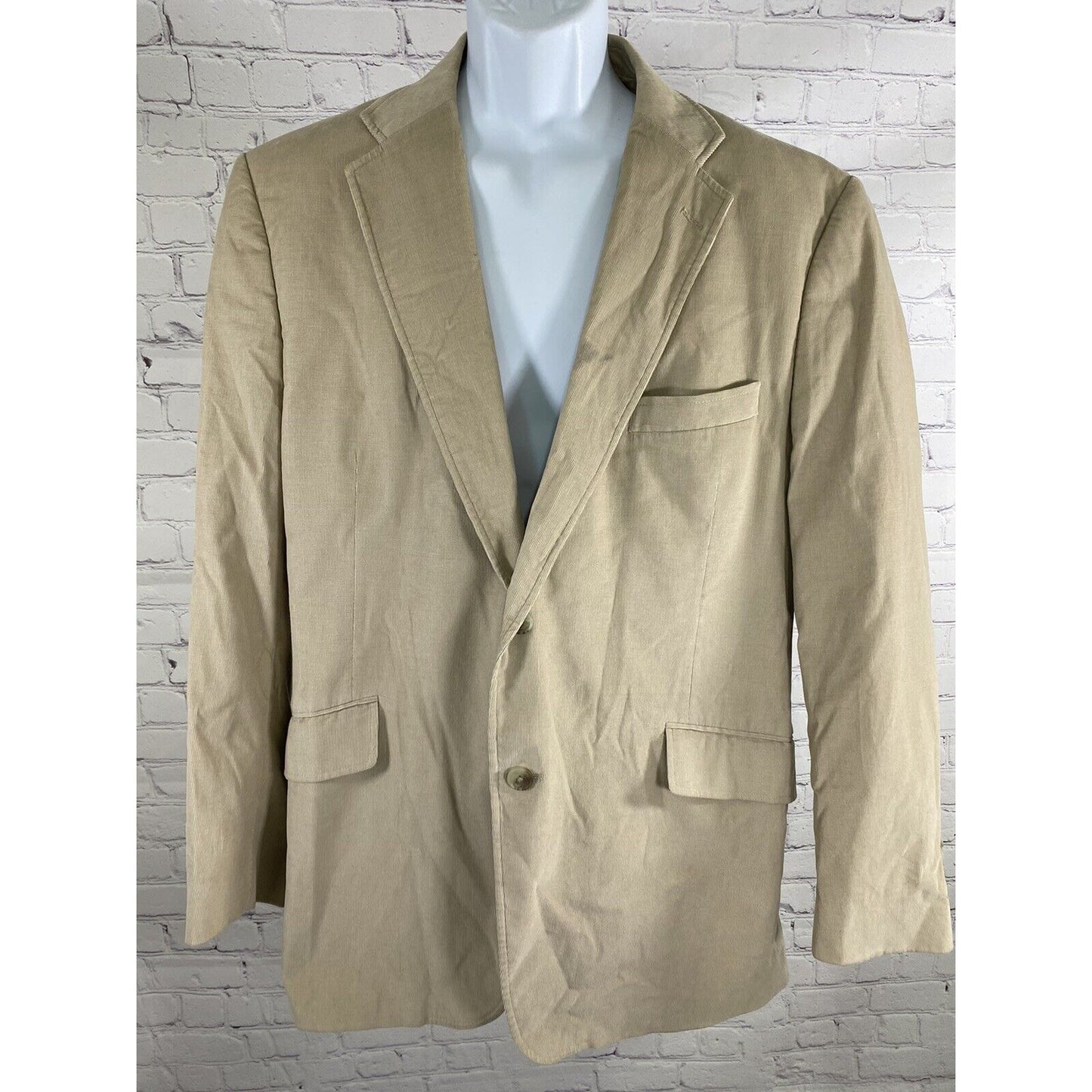 J Ferrar Tan Corduroy 2 Button Cotton Shell Sport Coat Jacket Blazer Large 42-44
