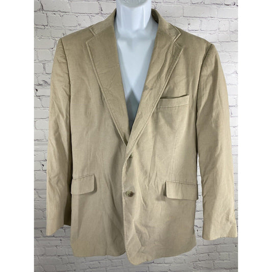 J Ferrar Tan Corduroy 2 Button Cotton Shell Sport Coat Jacket Blazer Large 42-44