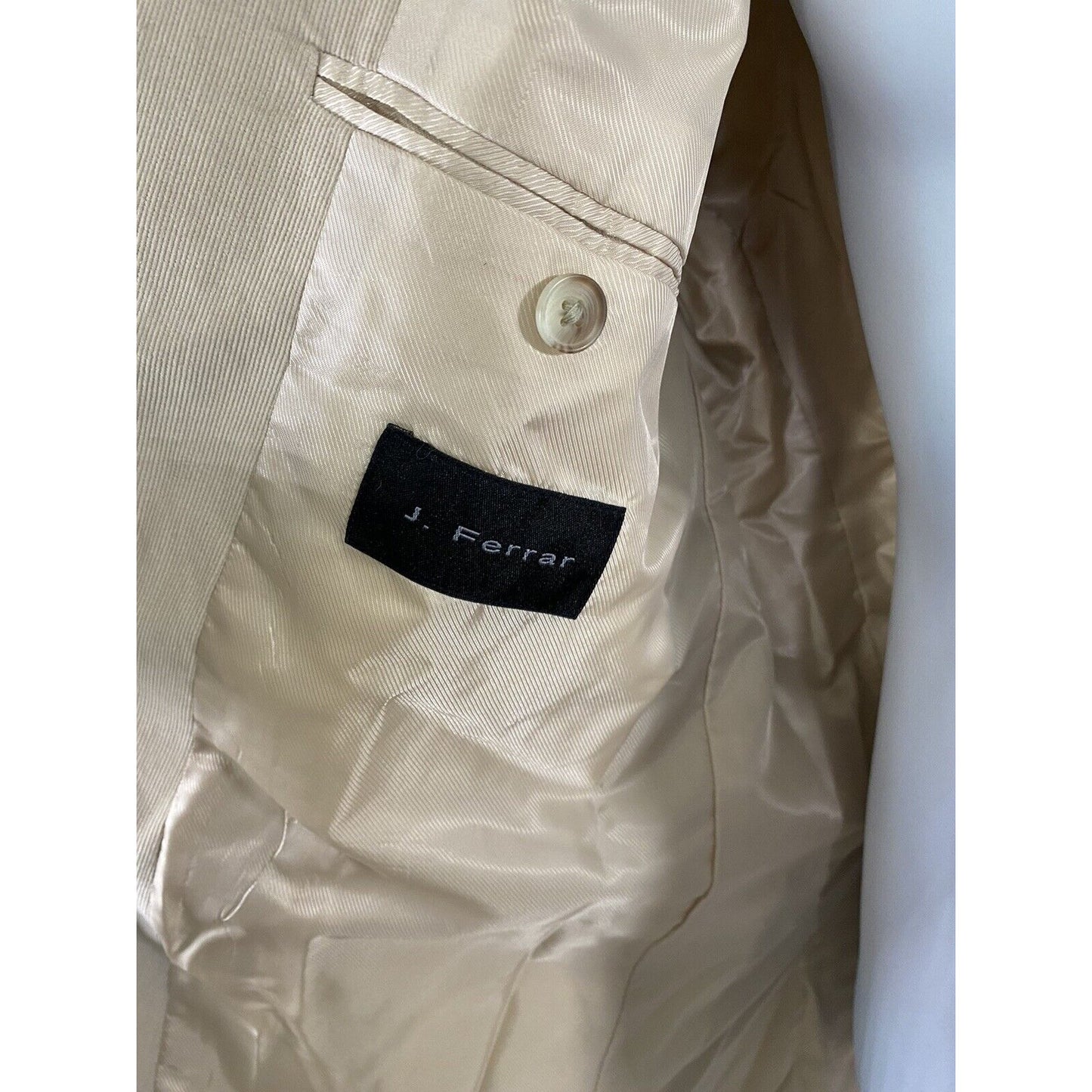 J Ferrar Tan Corduroy 2 Button Cotton Shell Sport Coat Jacket Blazer Large 42-44