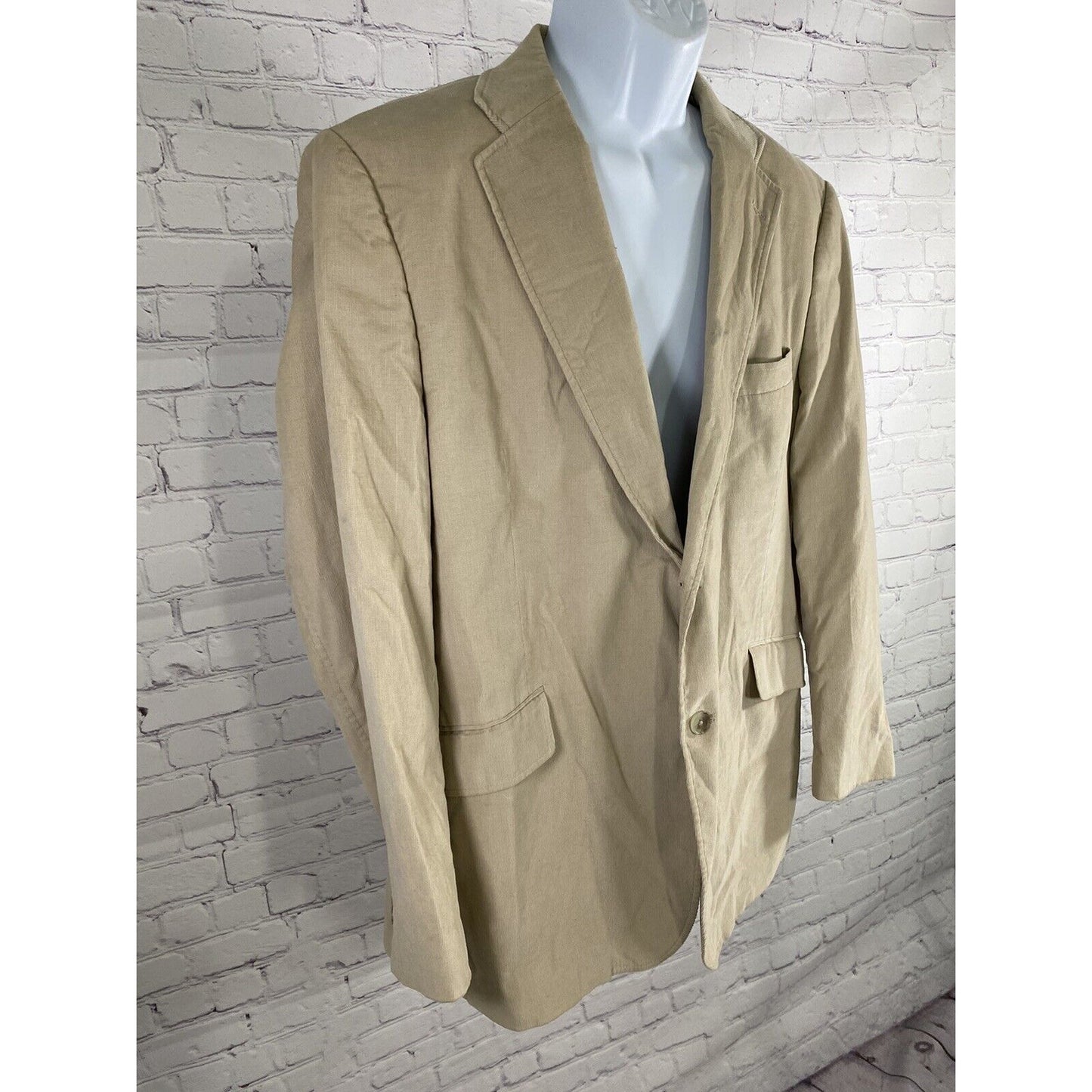 J Ferrar Tan Corduroy 2 Button Cotton Shell Sport Coat Jacket Blazer Large 42-44