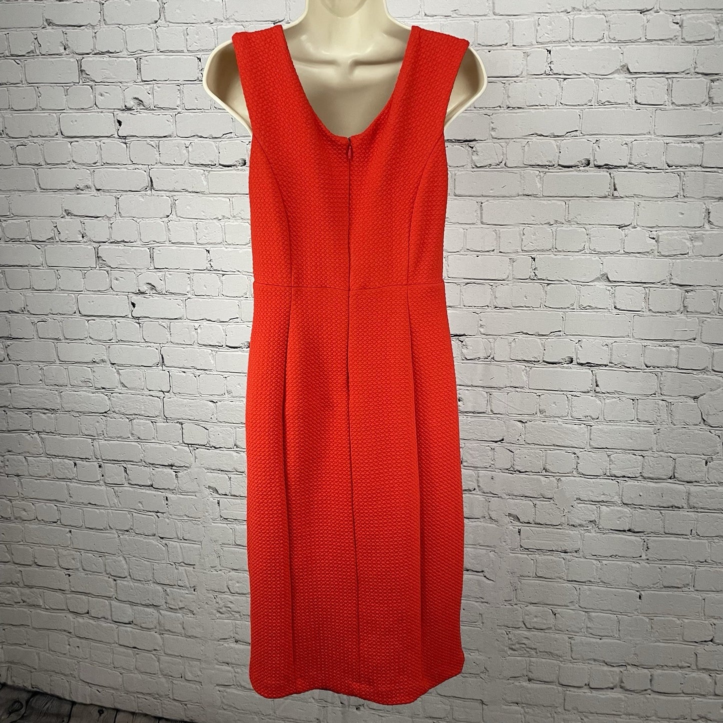 Maeve Anthropologie Orange Gold Button Sleeveless Zip Lined Dress Size Small S