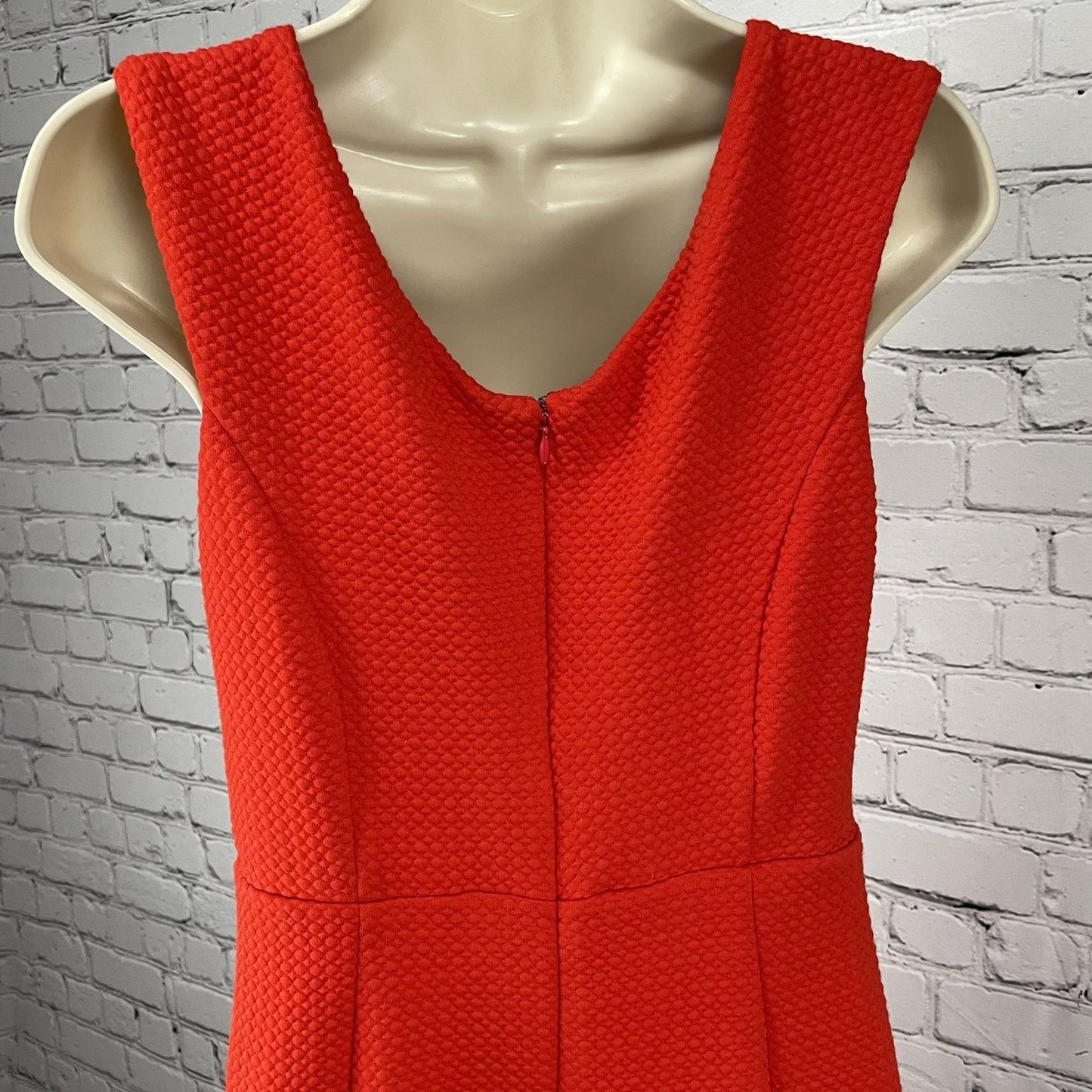Maeve Anthropologie Orange Gold Button Sleeveless Zip Lined Dress Size Small S