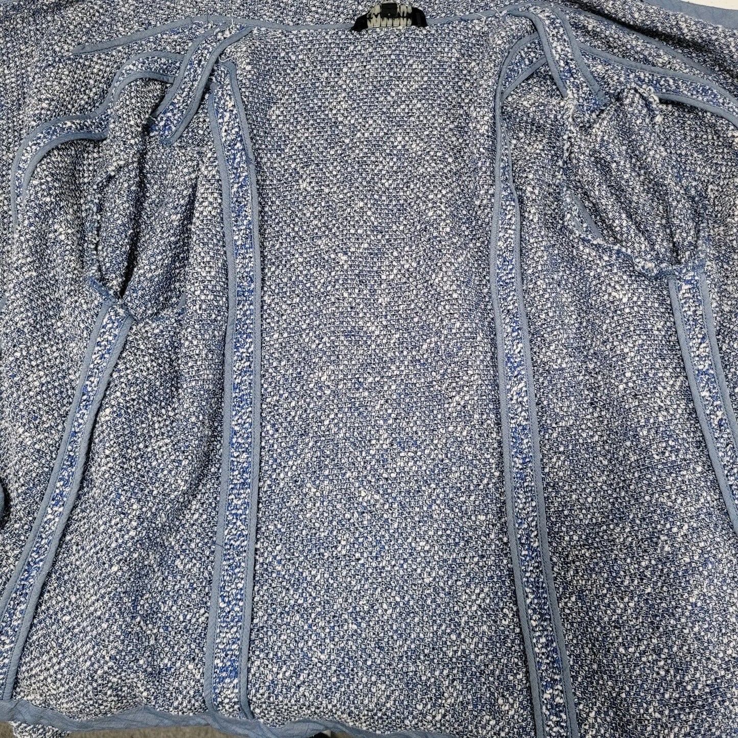 Talbots Blue Textured Open Long Sleeve Pockets Unlined Lapel Jacket Small S