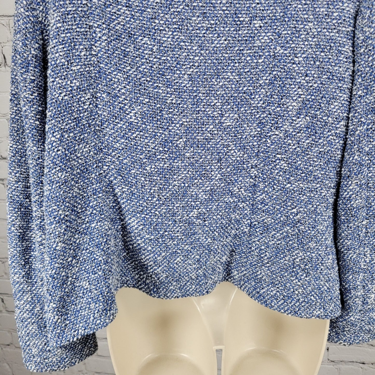 Talbots Blue Textured Open Long Sleeve Pockets Unlined Lapel Jacket Small S