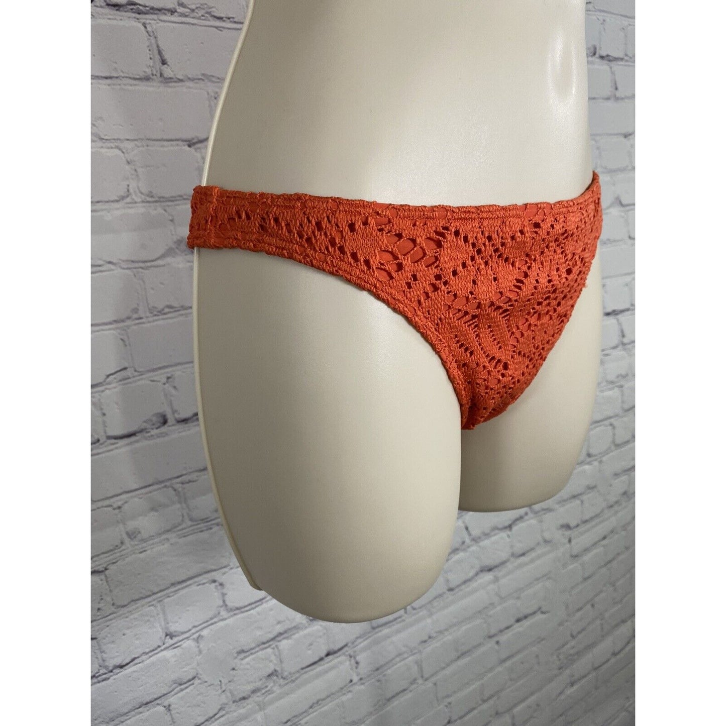Aerie Cheeky Orange Knit Swimsuit Bikini Bottoms NWT M Medium