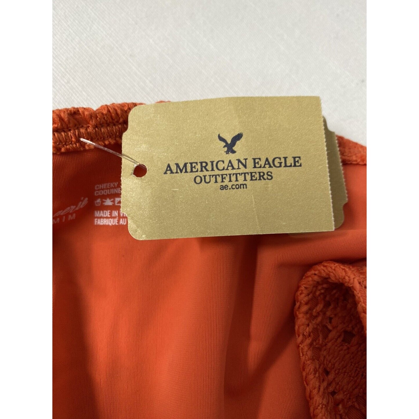 Aerie Cheeky Orange Knit Swimsuit Bikini Bottoms NWT M Medium