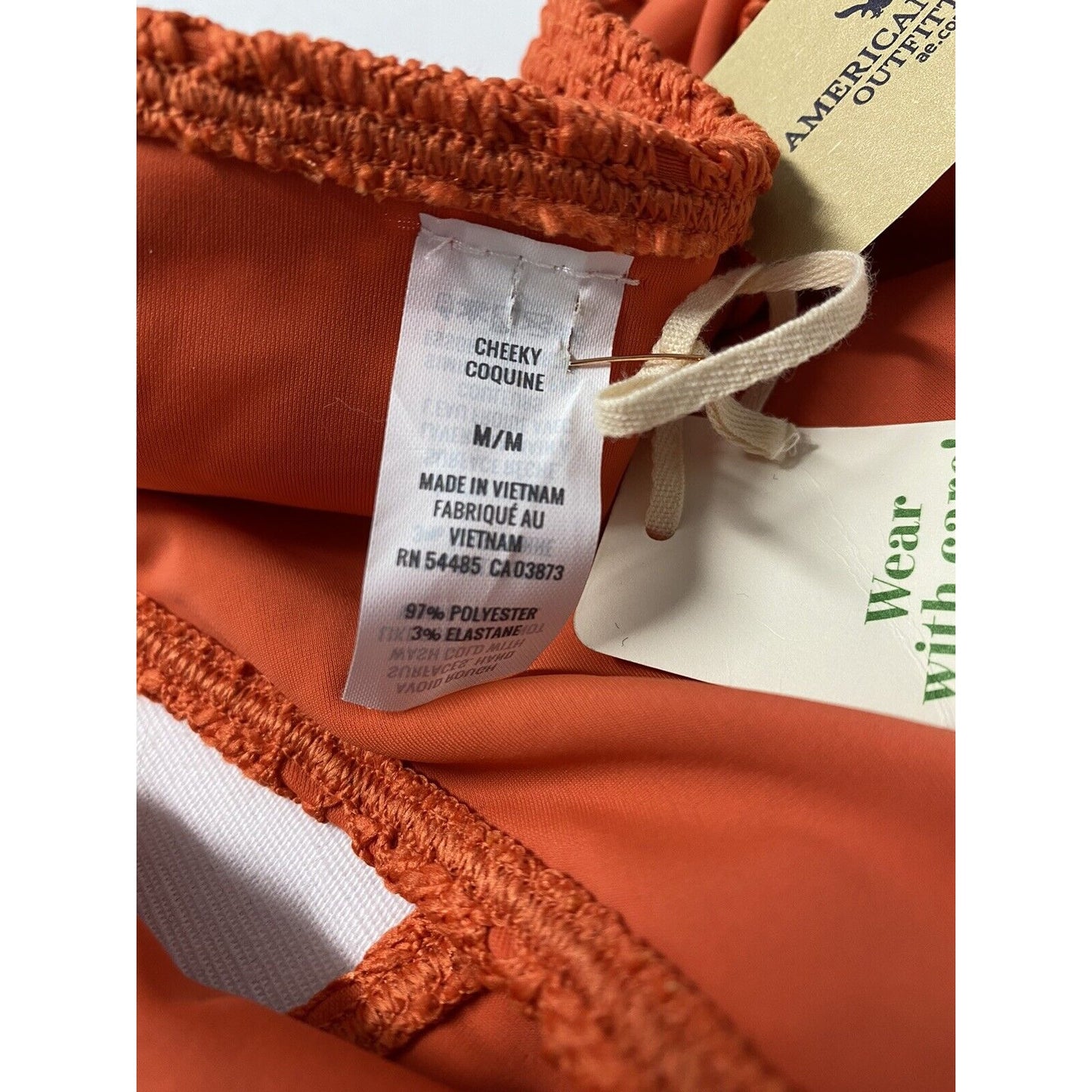 Aerie Cheeky Orange Knit Swimsuit Bikini Bottoms NWT M Medium