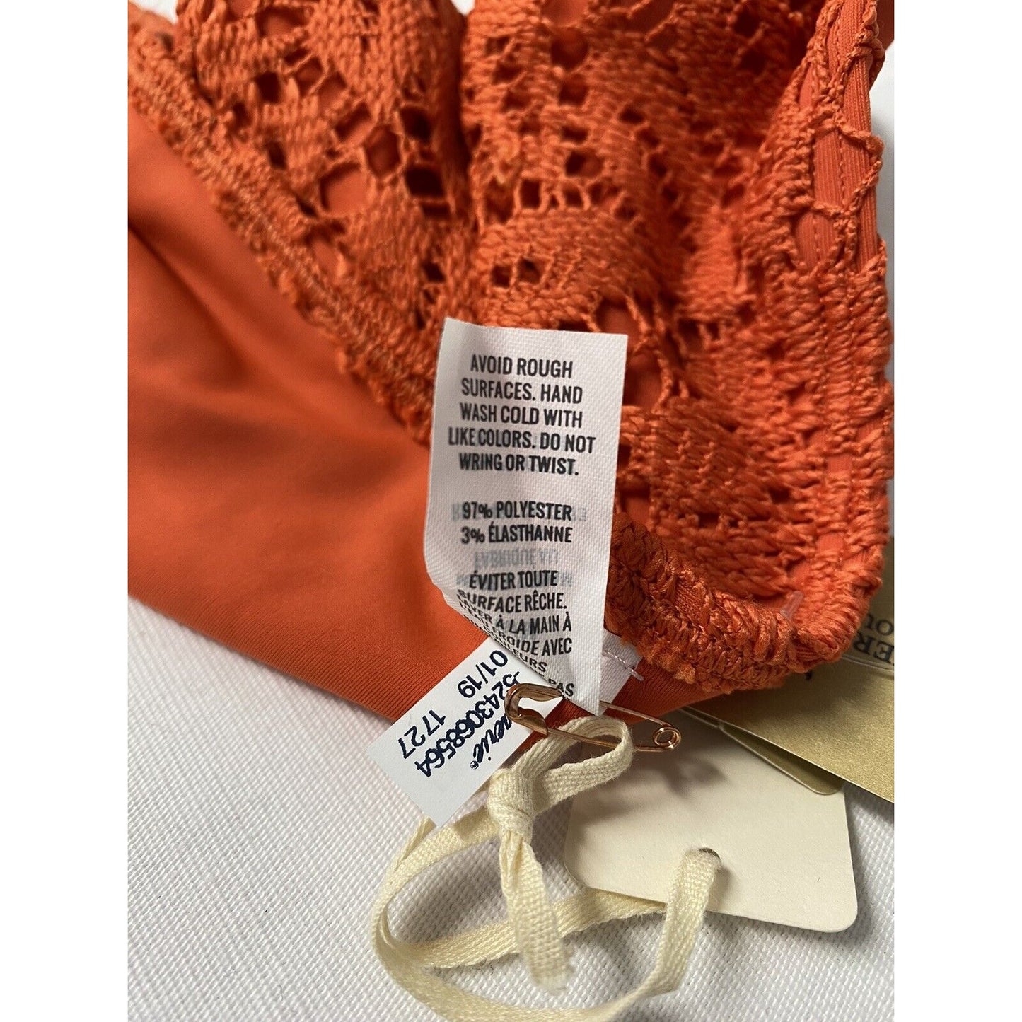Aerie Cheeky Orange Knit Swimsuit Bikini Bottoms NWT M Medium
