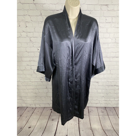 Victoria’s Secret Gray Satin Short Sleeve Robe With Pockets Women’s XS