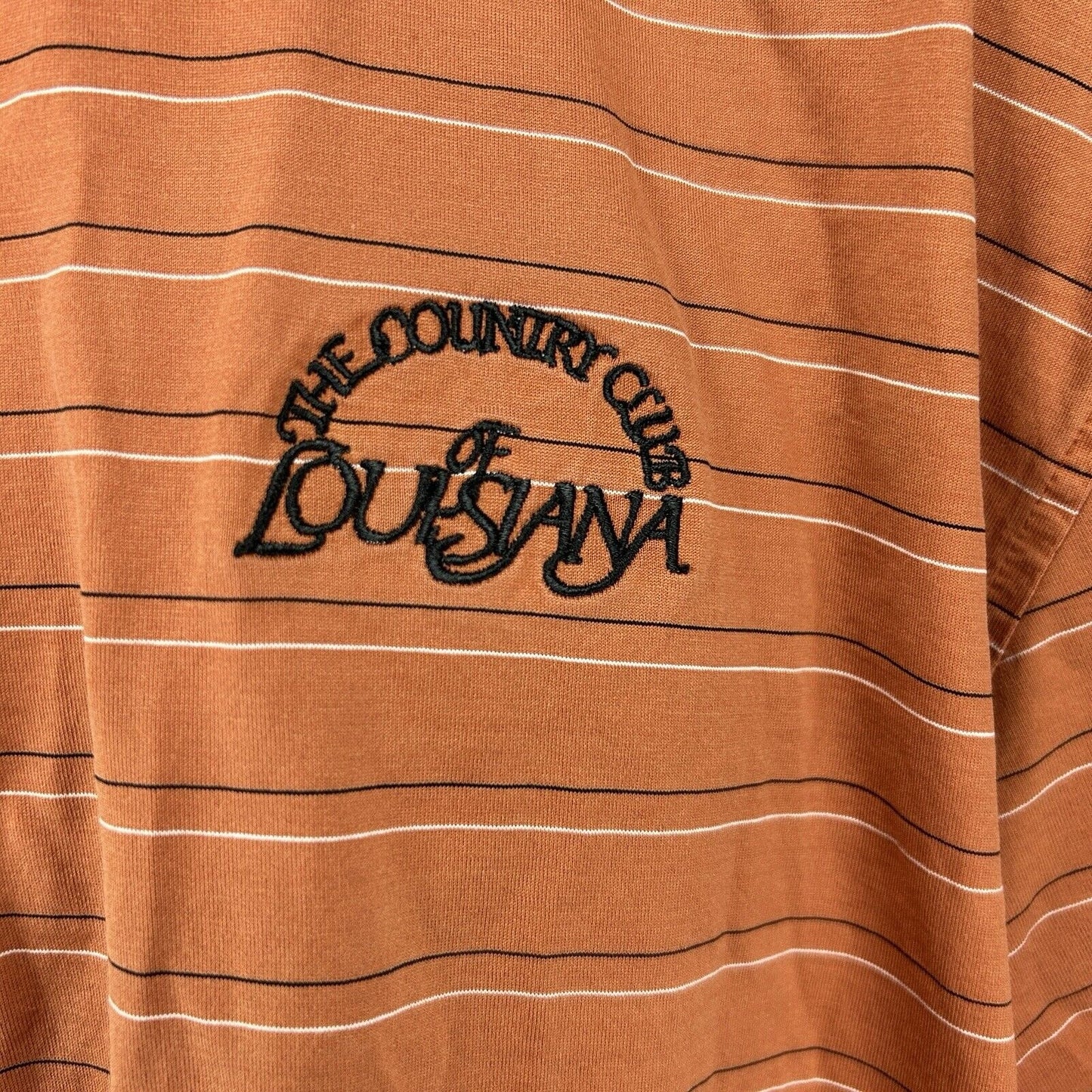 Z Head The Country Club Of Louisiana Orange Stripe Short Sleeve Polo Size Large
