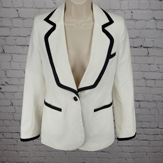 William Rast Ivory & Black 1 Button Double Vented Blazer Jacket Size Small S